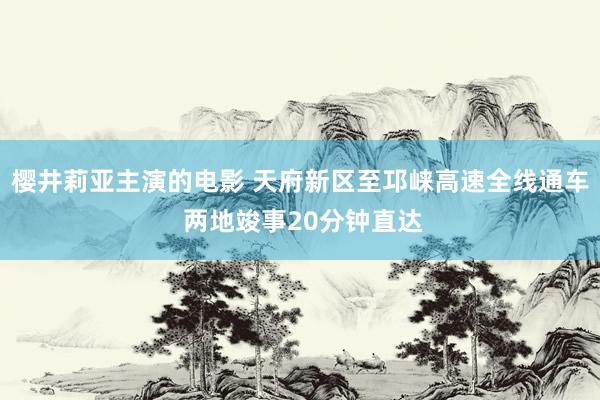 樱井莉亚主演的电影 天府新区至邛崃高速全线通车 两地竣事20分钟直达