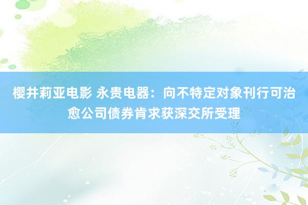 樱井莉亚电影 永贵电器：向不特定对象刊行可治愈公司债券肯求获深交所受理