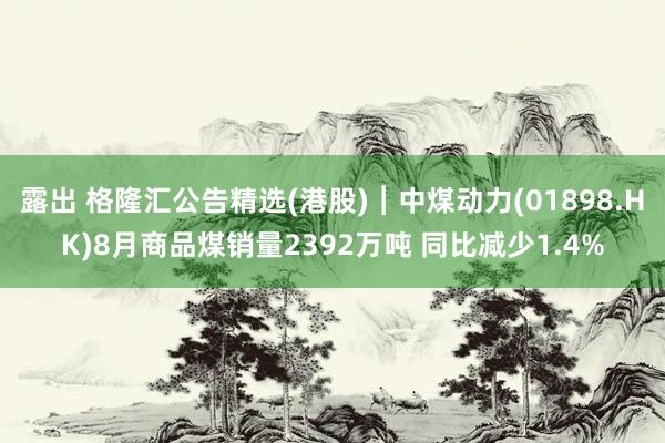 露出 格隆汇公告精选(港股)︱中煤动力(01898.HK)8月商品煤销量2392万吨 同比减少1.4%