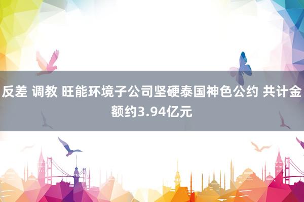 反差 调教 旺能环境子公司坚硬泰国神色公约 共计金额约3.94亿元