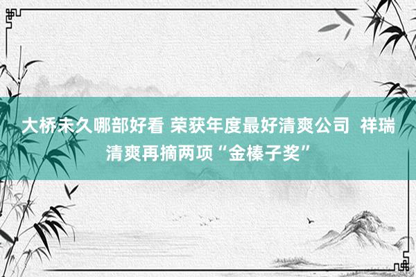 大桥未久哪部好看 荣获年度最好清爽公司  祥瑞清爽再摘两项“金榛子奖”