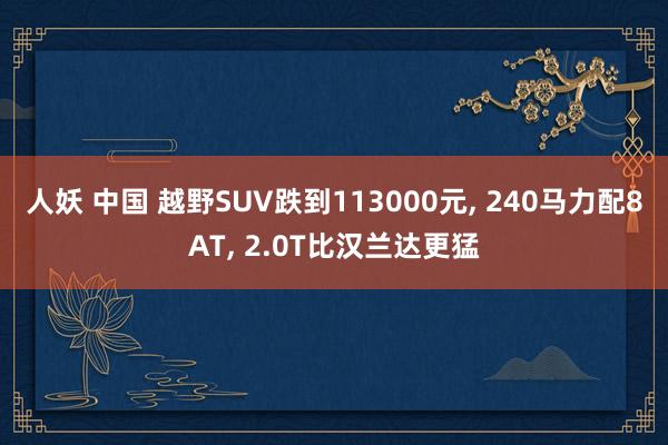 人妖 中国 越野SUV跌到113000元, 240马力配8AT, 2.0T比汉兰达更猛