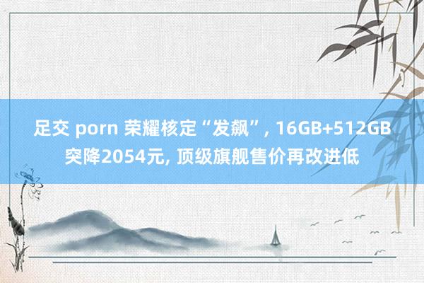 足交 porn 荣耀核定“发飙”, 16GB+512GB突降2054元, 顶级旗舰售价再改进低