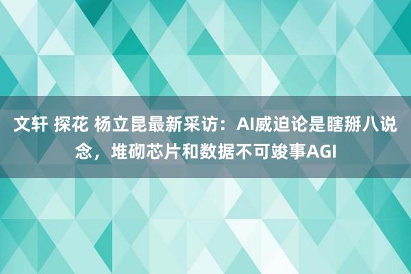 文轩 探花 杨立昆最新采访：AI威迫论是瞎掰八说念，堆砌芯片和数据不可竣事AGI