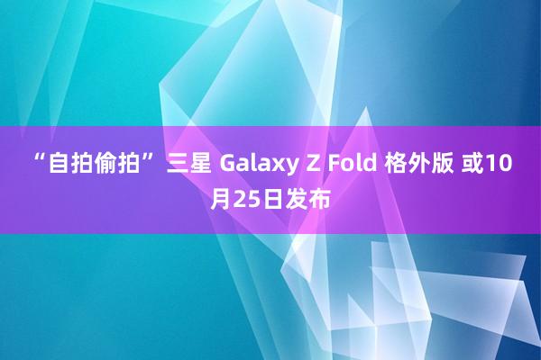 “自拍偷拍” 三星 Galaxy Z Fold 格外版 或10月25日发布