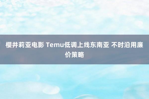 樱井莉亚电影 Temu低调上线东南亚 不时沿用廉价策略