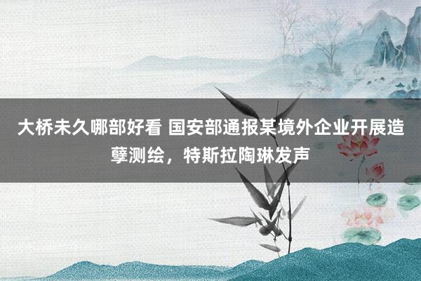 大桥未久哪部好看 国安部通报某境外企业开展造孽测绘，特斯拉陶琳发声