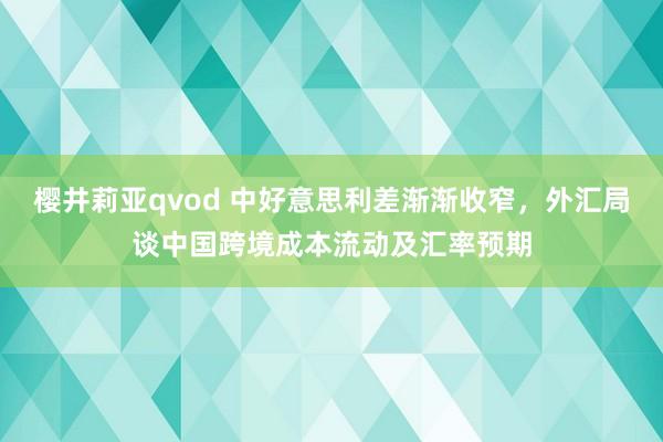 樱井莉亚qvod 中好意思利差渐渐收窄，外汇局谈中国跨境成本流动及汇率预期