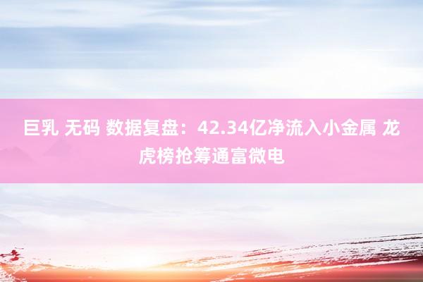 巨乳 无码 数据复盘：42.34亿净流入小金属 龙虎榜抢筹通富微电