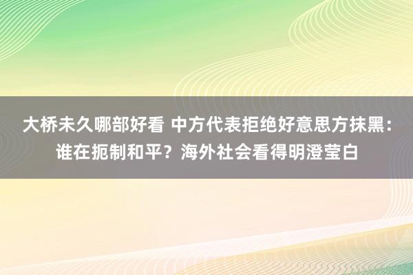 大桥未久哪部好看 中方代表拒绝好意思方抹黑：谁在扼制和平？海外社会看得明澄莹白