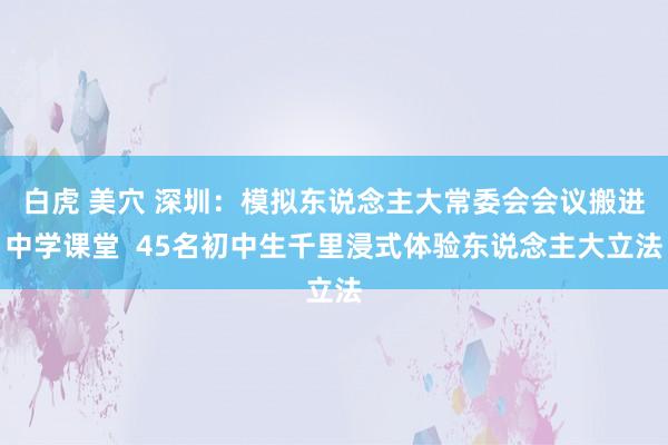 白虎 美穴 深圳：模拟东说念主大常委会会议搬进中学课堂  45名初中生千里浸式体验东说念主大立法