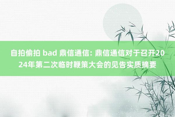 自拍偷拍 bad 鼎信通信: 鼎信通信对于召开2024年第二次临时鞭策大会的见告实质摘要