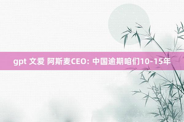 gpt 文爱 阿斯麦CEO: 中国逾期咱们10-15年