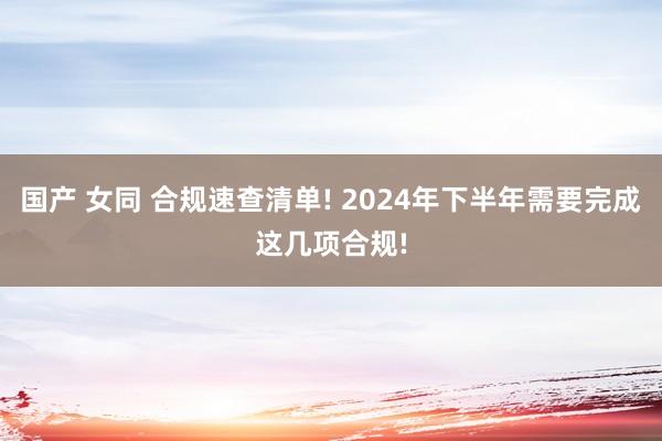 国产 女同 合规速查清单! 2024年下半年需要完成这几项合规!