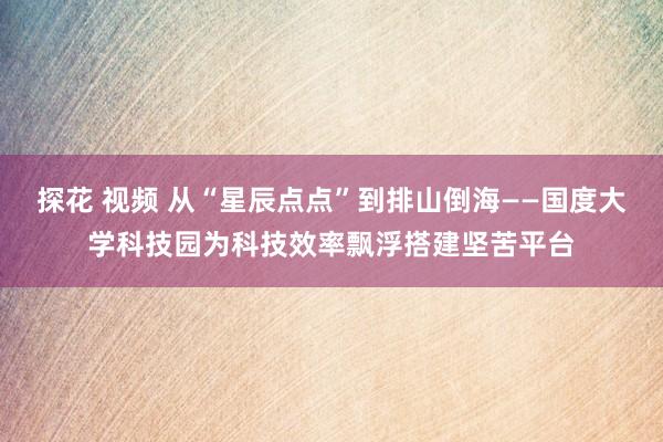 探花 视频 从“星辰点点”到排山倒海——国度大学科技园为科技效率飘浮搭建坚苦平台