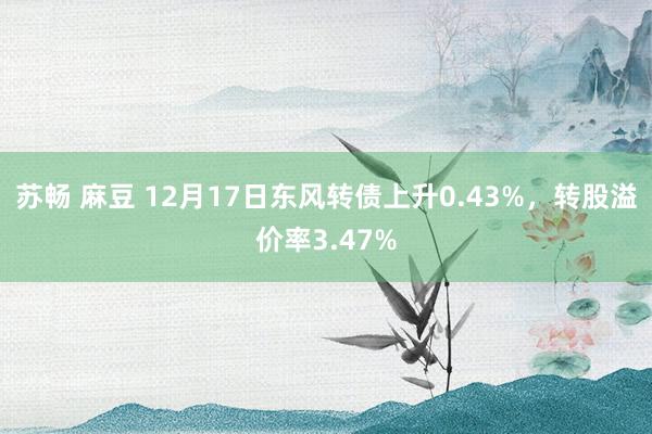 苏畅 麻豆 12月17日东风转债上升0.43%，转股溢价率3.47%