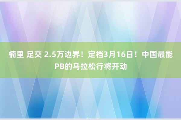 楠里 足交 2.5万边界！定档3月16日！中国最能PB的马拉松行将开动