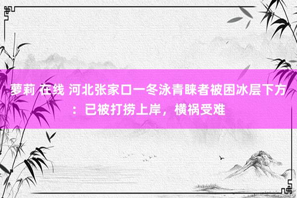 萝莉 在线 河北张家口一冬泳青睐者被困冰层下方：已被打捞上岸，横祸受难