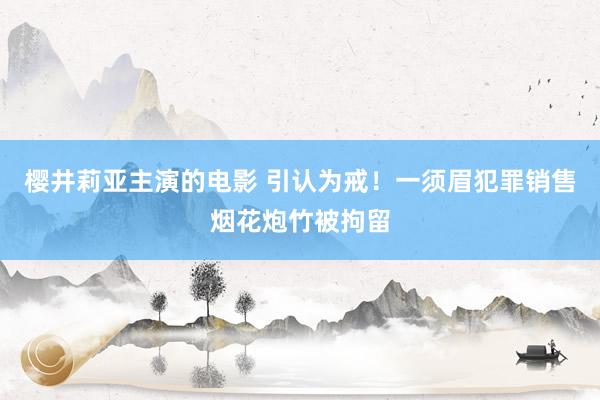 樱井莉亚主演的电影 引认为戒！一须眉犯罪销售烟花炮竹被拘留