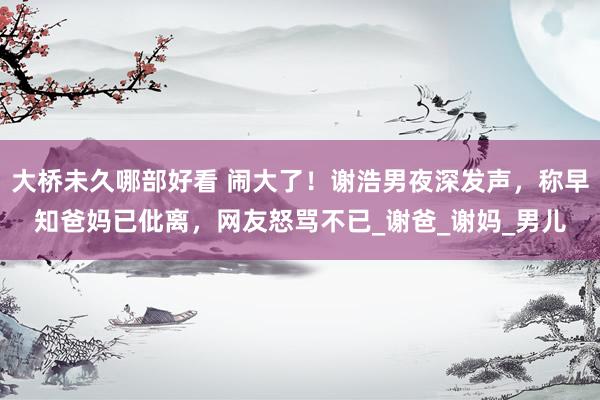 大桥未久哪部好看 闹大了！谢浩男夜深发声，称早知爸妈已仳离，网友怒骂不已_谢爸_谢妈_男儿